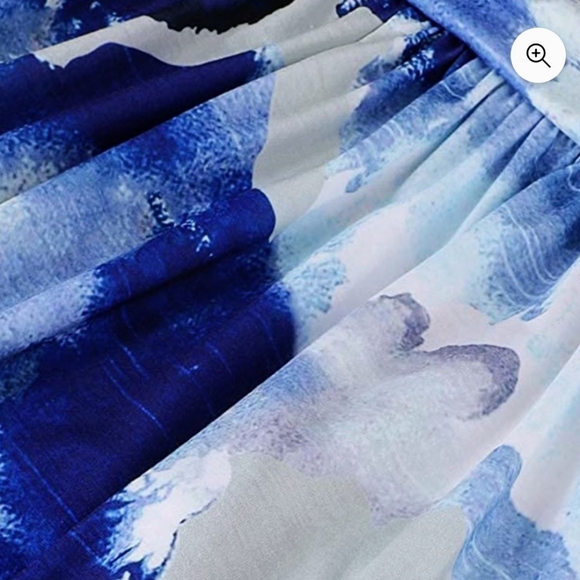 Stylish OUGES Women's V-Neck Pattern Pocket Mid Length Dress Size 2XL - Picture 4 of 13